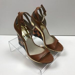 Micheal Kors Leopard Wedge Open Toe Heels